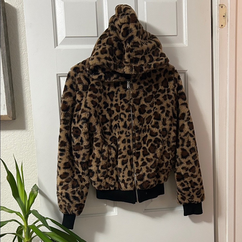 Unique Vintage Leopard Print Teddy Jacket